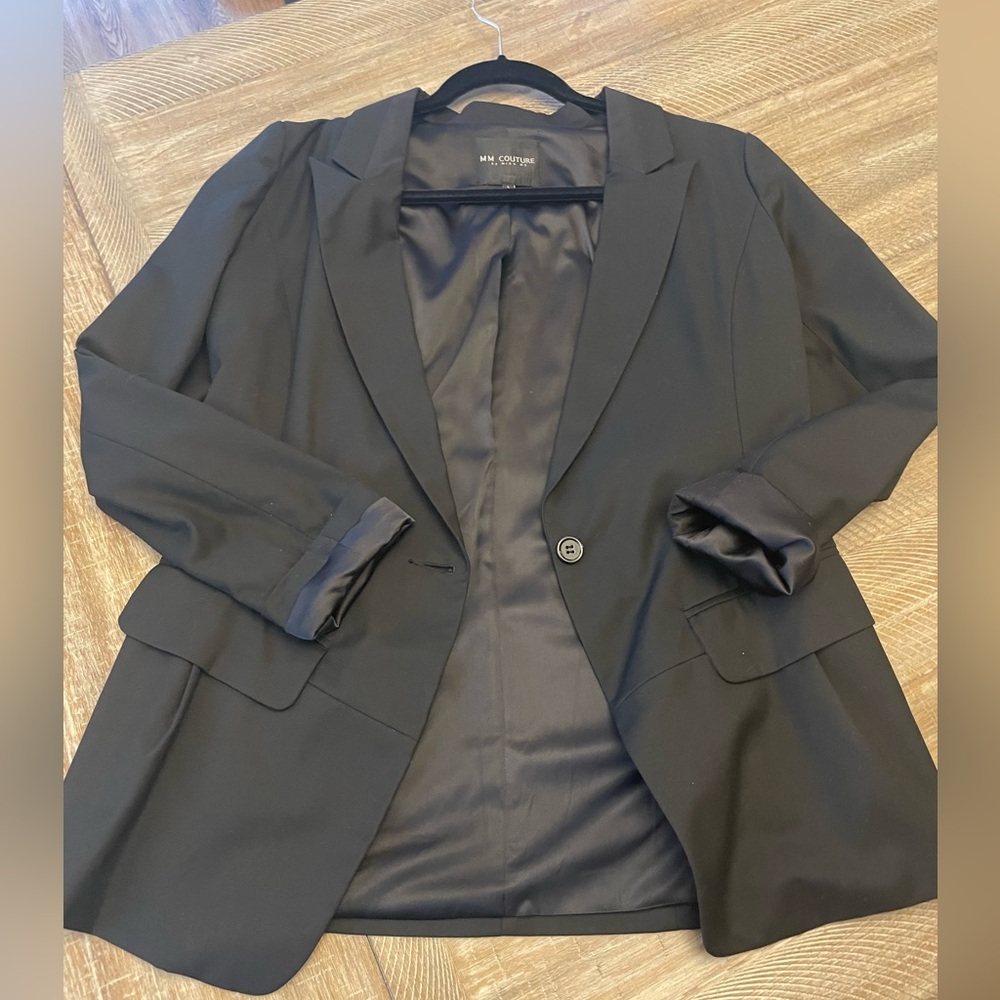 Black Jacket Blazer MM couture miss me lined fall office workwear L EUC